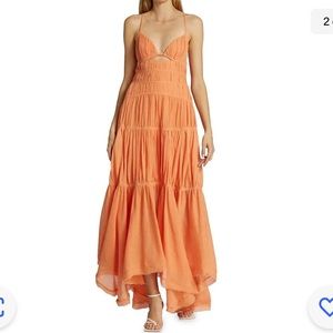 NWT | JONATHAN SIMKHAI | Winnie Tiered Gauze Maxi Dress | Size 4 | Peach